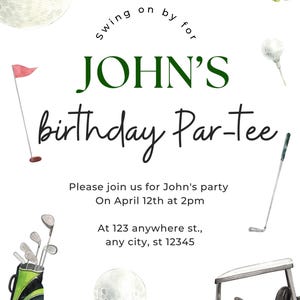 Golf Themed Birthday Invitation. Let&#39;s Par-Tee!