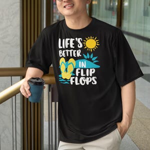 Sunshine Poolside Summer Vibes Tee, Life Is Better In Flip Flops Unisex Beachwear Vacation Graphic Tee