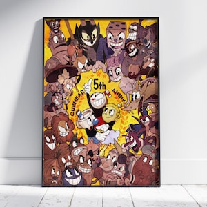 Cuphead Poster | Mugman Wall Art | Unframed Canvas Print | Game Gift Poster