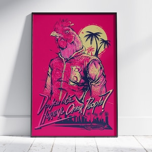 Hotline Miami Poster | Jacket Wall Art | Unframed Canvas Print | Game Gift Poster