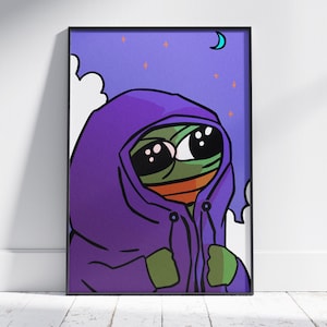 Póster de meme de Pepe / Póster de meme de Pepe la rana / Impresión en lienzo sin marco / Póster de regalo divertido