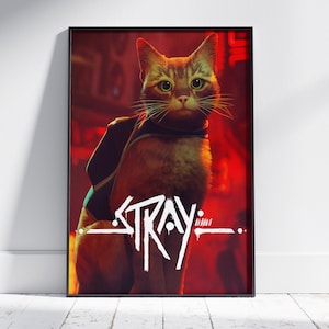 Stray Poster | Adventure Game Wall Art | Unframed Canvas Print | Game Gift Poster