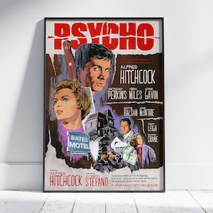 Psycho Poster | Alfred Hitchcock Wall Art | Unframed Canvas Print | Movie Gift Poster