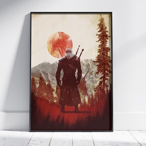 The Witcher 3 Wild Hunt Poster | Geralt of Rivia Wall Art | Unframed Canvas Print | Game Gift Poster