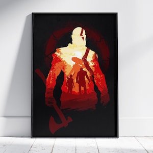 God of War Poster | Kratos Wall Art | Unframed Canvas Print | Game Gift Poster