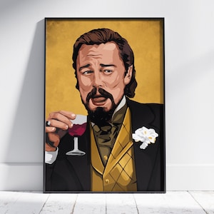 Póster de meme de Leo riendo / Arte mural de Leonardo DiCaprio / Impresión en lienzo sin marco / Póster de regalo divertido