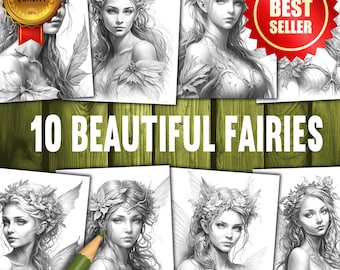 10+ libri da colorare di fate e bellezze per adulti e bambini, pagine di fate magiche stampabili, download di arte fantasy, terapia di colorazione stravagante