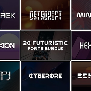 20 Modern Futuristic Fonts Bundle, Creative Fonts, Modern Fonts, Procreate Fonts, Space Fonts, Futuristic Fonts, Digital Fonts