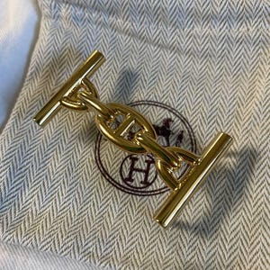 Rare Authentic VTG Hermes Gold Belt Buckl H Logo