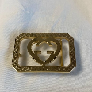 Authentic VTG Gucci Gold Belt Buckl Heart GG Monogram
