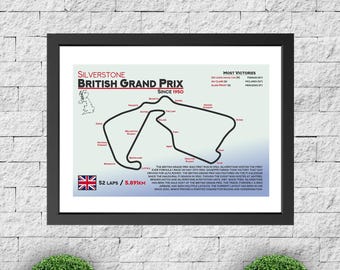 Silverstone British Grand Prix A4 Poster: Track Layout Art Print