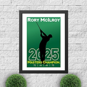 Rory McIlroy 2025 Masters Champion Poster - 297x210 A4 Premium Glossy photo paper print