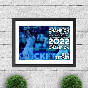Ben Stokes A4 Cricket Poster – England All-Rounder Hero | World Cup 2019 & Ashes Legend | Glossy Wall Art Print (Framed/Unframed)
