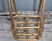 Bamboo wine caddy wine basket, wine rack, two bottle wine bottle caddy, wine bottle rattan basket, mid century modern rattan bamboo basket