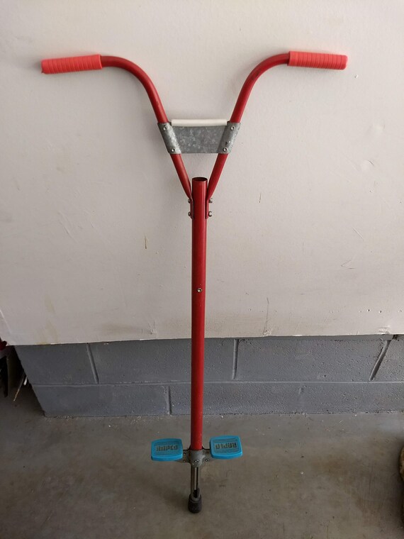 Vintage POGO stick by RAPCO metal pogo stick red and blue Etsy
