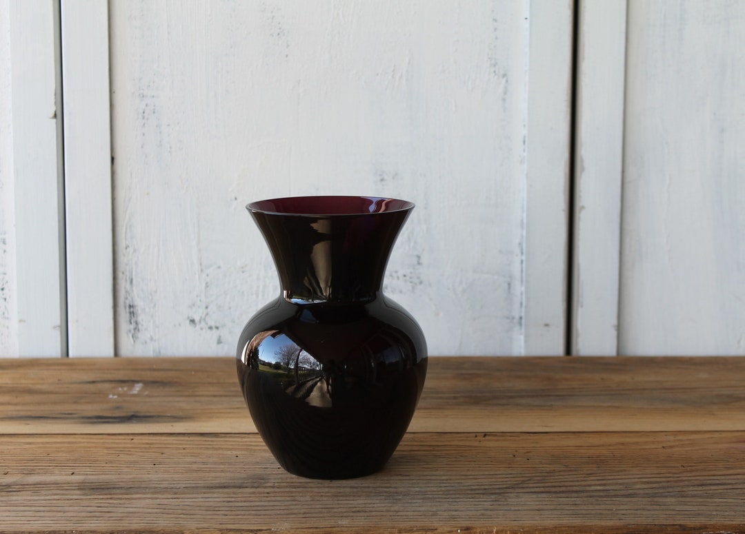 Stunning Deep Purple Glass Vase Dark Purple Glass Vase Etsy