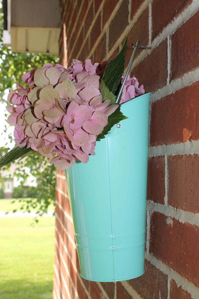 French Flower Bucket Tall Galvanized Metal Vase for Farmhouse Etsy