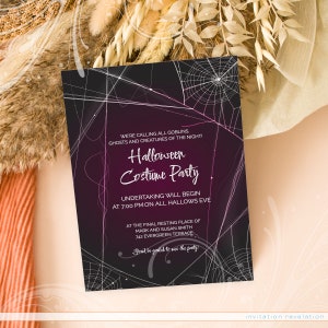 Purple Spider Webs Invitation, Scary Invitation, Halloween Invitation, Halloween Party, Printable Invite, Haunted House, Costume Invite
