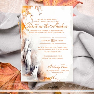 Ghost Shadow Invite, Halloween Invitation, Ghostly Gathering Invite, Creepy Chic, Unique Ghostly Invite, DIY Printable, Ghost Invitations