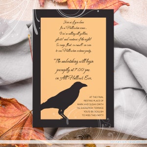 Crow Invitation, Crow Invite, Halloween Invite, Costume Party Invitaion, NeverMore Invitation, Printable Invite, Halloween Crow, Goth Invite