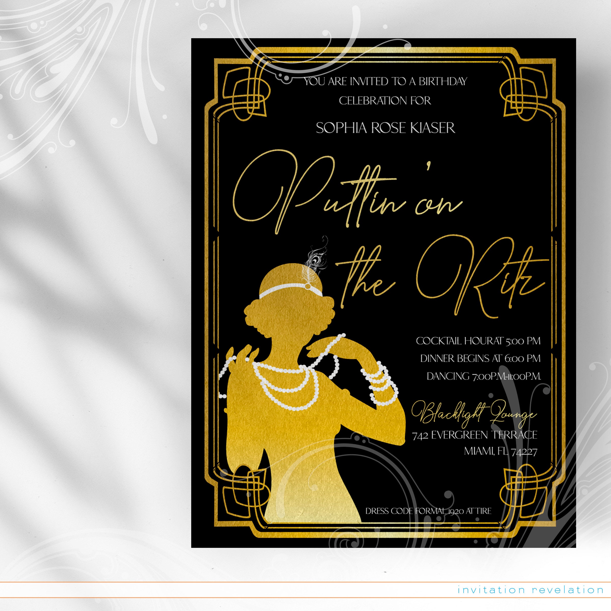 Flapper Invite, Roaring Twenties Invite, Great Gatsby, Gatsby Invite ...