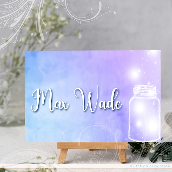 Mason Jar Firefly Place Card, Country Chic Table Tent, Canning Jar Table, Mason Jar Name Cards, Mason Jar Lights, Wedding Table Names