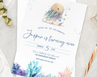 Ocean Cutie, Jelly Fish Invite, Under the Sea Invite, Ocean Theme Birthday, Aquarium Invite, Nautical Invite, Digital Invite, Beach Birthday