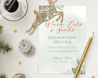 Holly Christmas Invite, Xmas Invite,  Winter Invite, Holiday Invite, Family Invite, Holiday Party, Christmas Frame,  Holly Invite, Be Merry