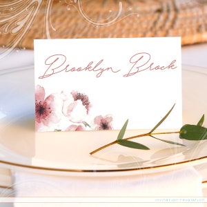 Cherry Blossoms Place Card, Flower Table Decor, Sakura Table Tent, Printable Place Card, Cherry Blossom Table Name DIY, Table Name Cards