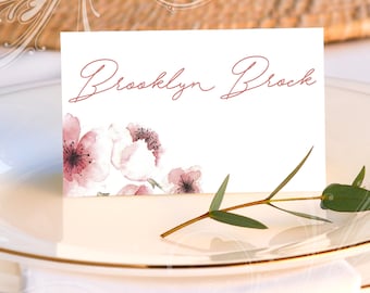 Cherry Blossoms Place Card, Flower Table Decor, Sakura Table Tent, Printable Place Card, Cherry Blossom Table Name DIY, Table Name Cards