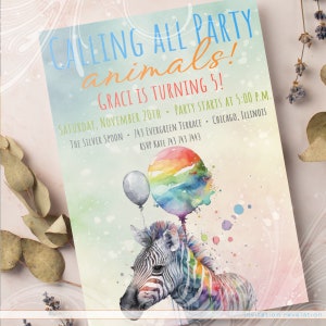 Party Animal Invite, Zebra Invite, Wild One Invite, Two Wild Birthday, Animal Birthday Invite, Zoo Birthday Invite, Digital Party Invite
