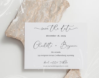 Calligraphy Save the Date, Printable Wedding, Card Template, Formal Save the Date, Script Font, Simple Save the Date, Wedding Invite Suite