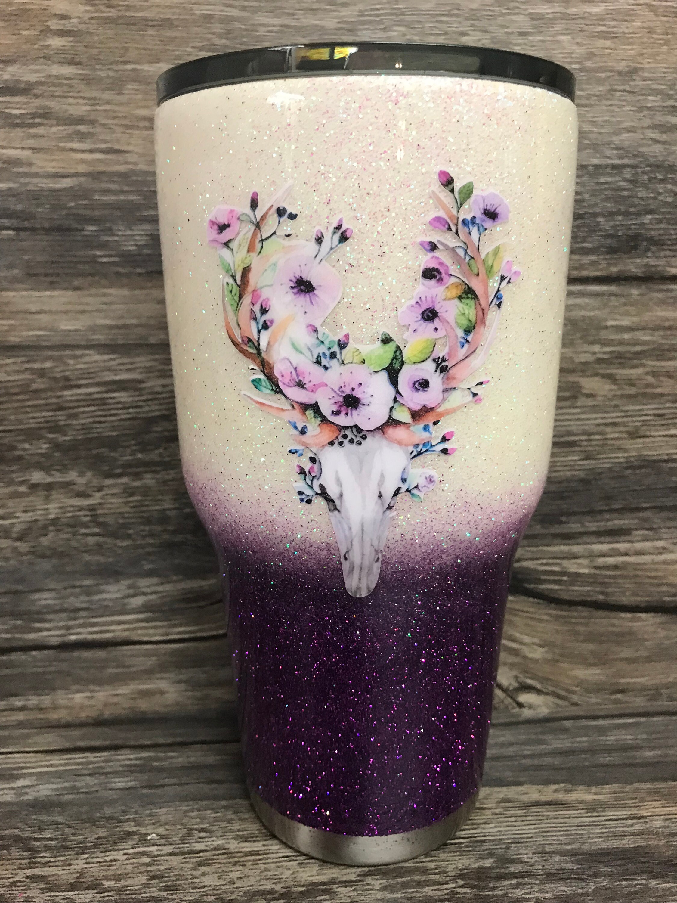 Bullhead Skull yeti Boho cowskull tumbler deer skull Steer Etsy