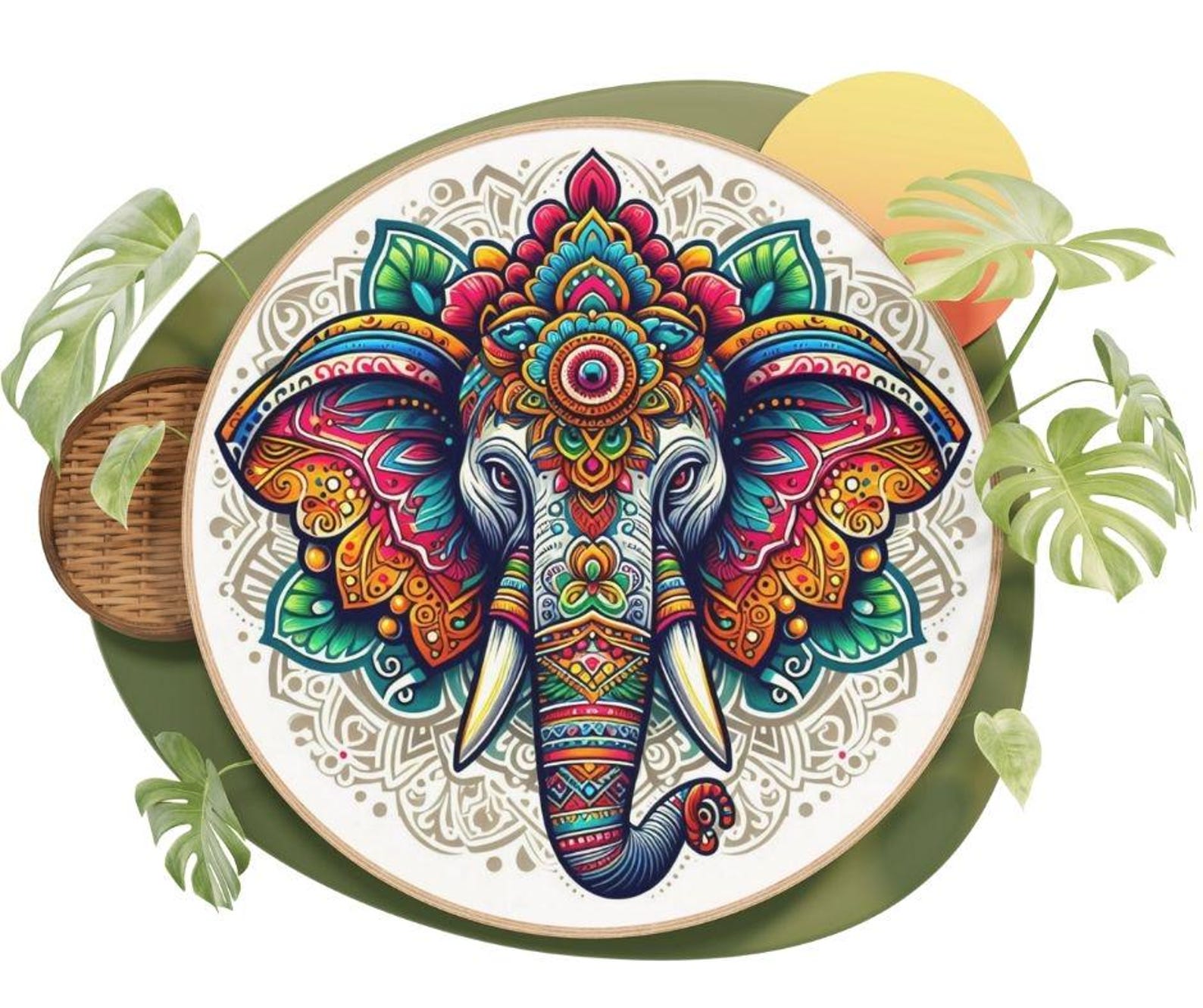 Boho Bliss: Elephant Mandala Sacred Geometry Printable Wall Art - Etsy