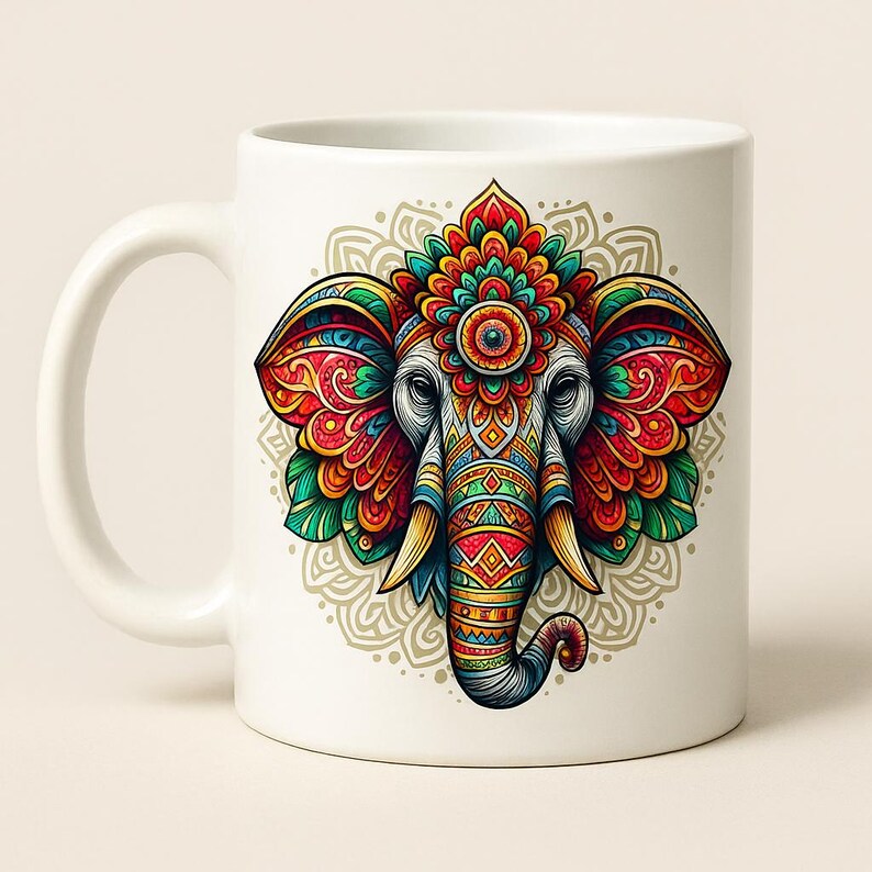 Boho Bliss: Elephant Mandala Sacred Geometry Printable Wall Art - Etsy