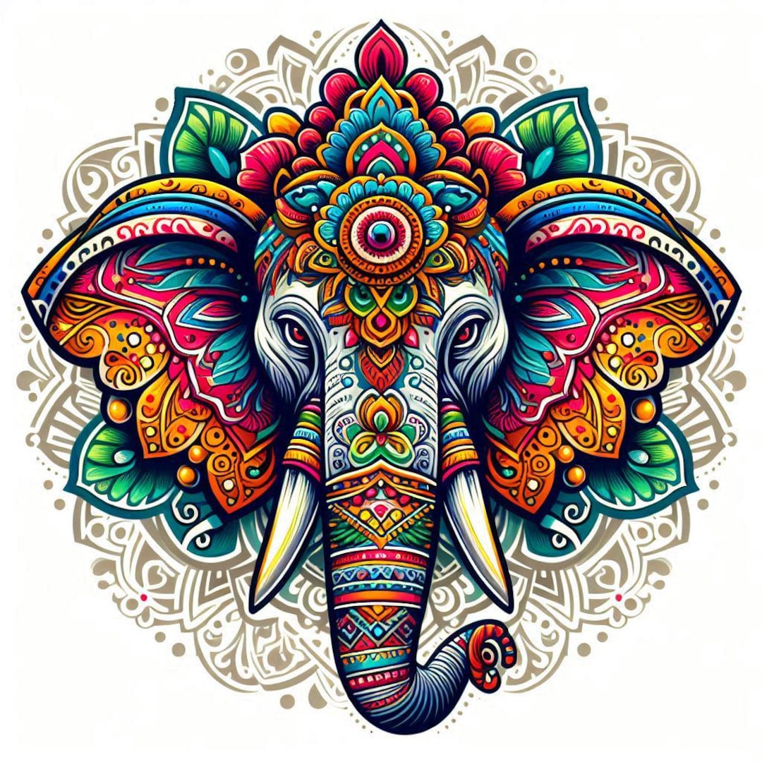 Boho Bliss: Elephant Mandala Sacred Geometry Printable Wall Art - Etsy