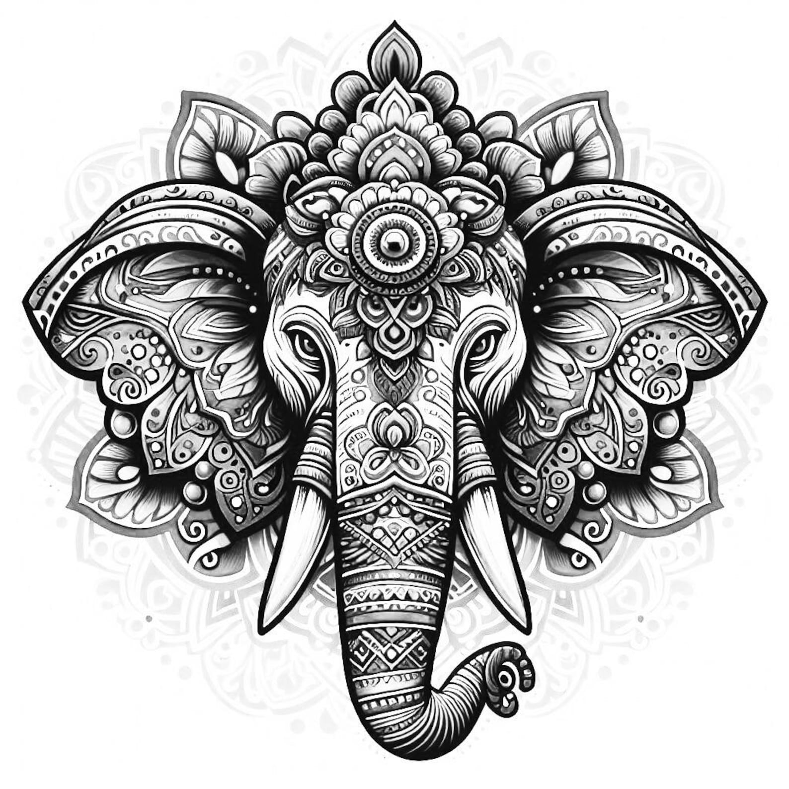 Boho Bliss: Elephant Mandala Sacred Geometry Printable Wall Art - Etsy