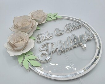 Adorno para tarta de boda personalizado | Decoración y adornos para bodas | Adornos de rosas para tarta | Invitaciones de boda