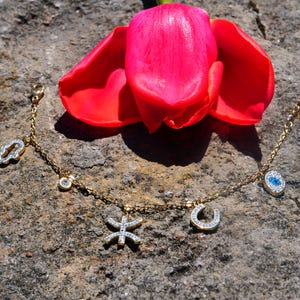 Bracelet with sparkling charms including AMAZIGH KABYLE sign, Berber Kabyle jewelry, AMAZIGH jewelry, Algerian Morocco birthday gift
