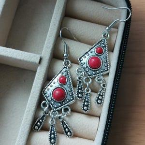 Vintage Berber Kabyle Amazigh earrings in stainless steel; Berber Kabyle jewelry, AMAZIGH jewelry, Algeria, wedding gift