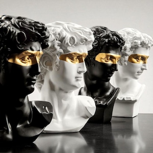 Bold Face Gold Mask Bust Statue Decor for Shelf or Desk