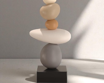 Modern Zen Stone Stack Sculpture – Resin Decor for Calm, Minimal Spaces