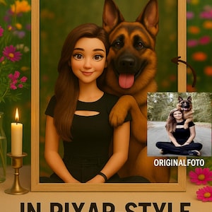 Retrato personalizado, animal de estimação da Pixar, desenho animado, foto 3D, retrato de animal de estimação personalizado