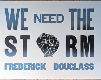 Frederick Douglass "Vi behöver stormen" boktryck: ACLU-insamlingsprotestaffisch