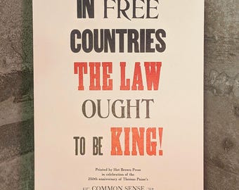 Thomas Paine "Common Sense" boktryck: ACLU-insamlingsprotestaffisch
