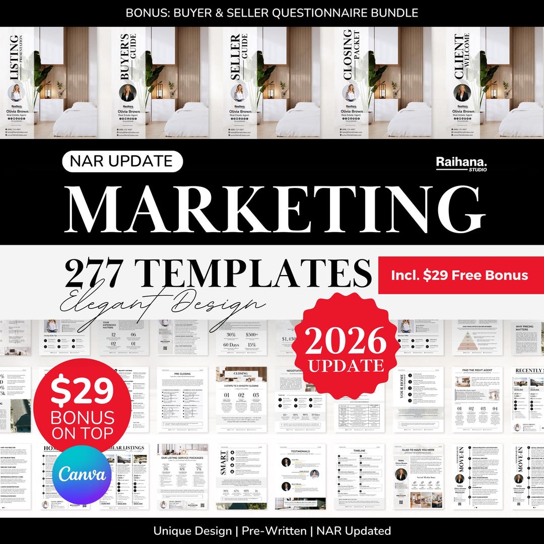 Real Estate Marketing Bundle Templates for Realtors, Realtor Marketing ...