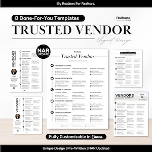 Modelos de Cartas de Fornecedores Confiáveis para Corretores de Imóveis, Fornecedores Confiáveis Editáveis do Canva Realtor, Correspondências de Fornecedores Confiáveis, Compatível com NAR