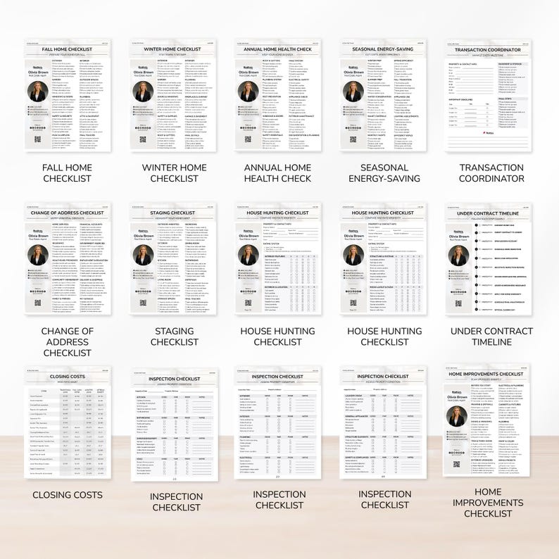 Checklist Rows Real Estate Checklist Templates for Realtors, Realtor Checklist Bundle ...
