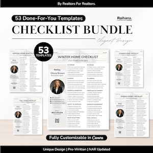 Real Estate Checklist Templates for Realtors, Realtor Checklist Bundle, 53 Editable Canva Checklists, Buyer Seller Task Lists, NAR Compliant