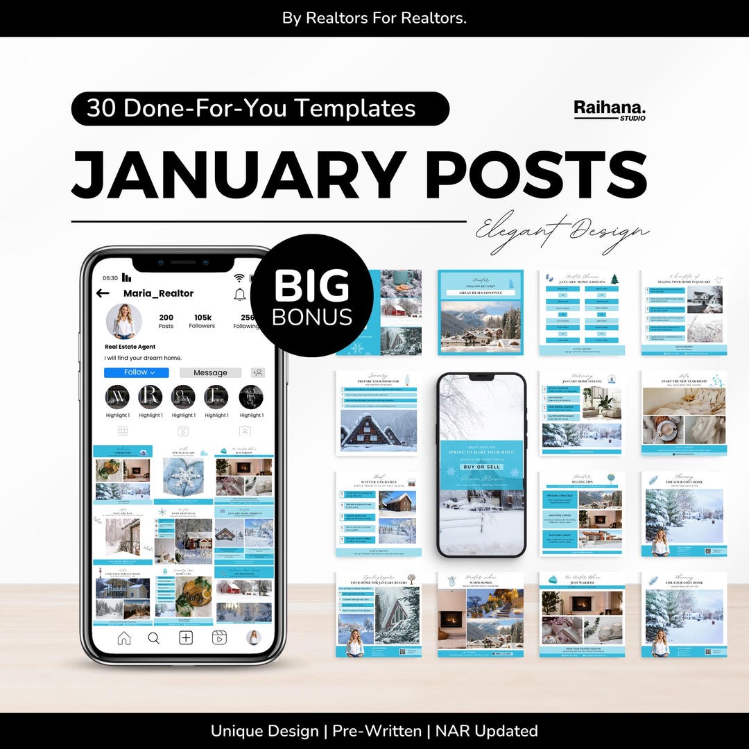 Real Estate January Social Media Posts for Realtors, January Real ...